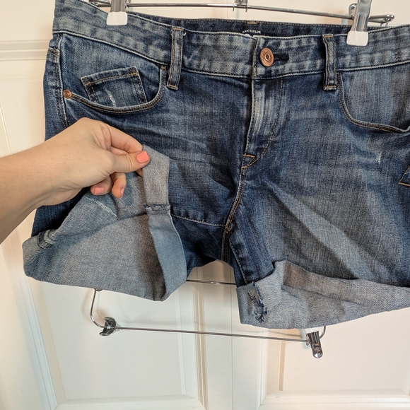 LOFT Darker Blue Distressed Classic Jean Shorts - Picture 3 of 8